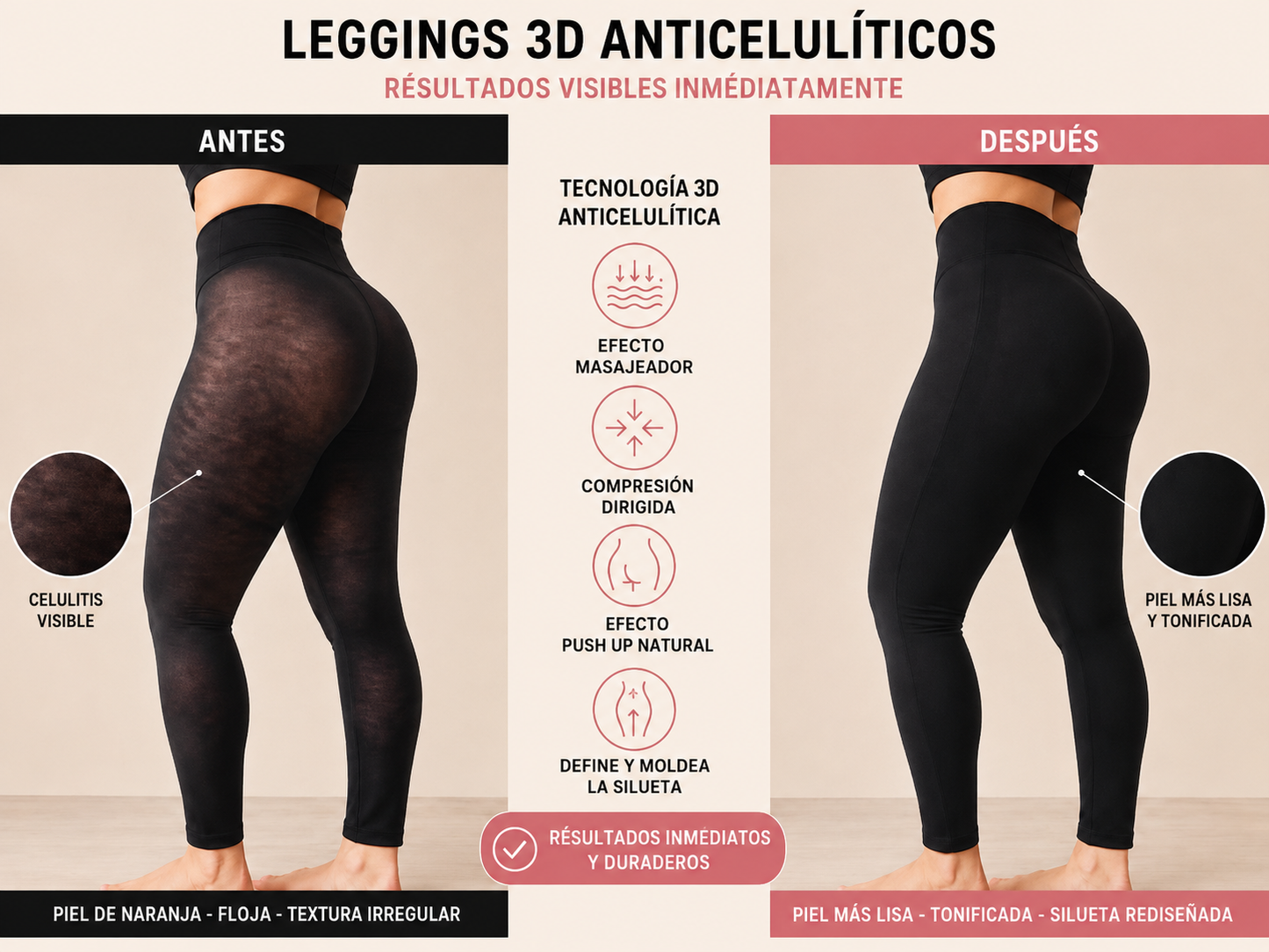 Leggings 3D anticelulíticos - Negro